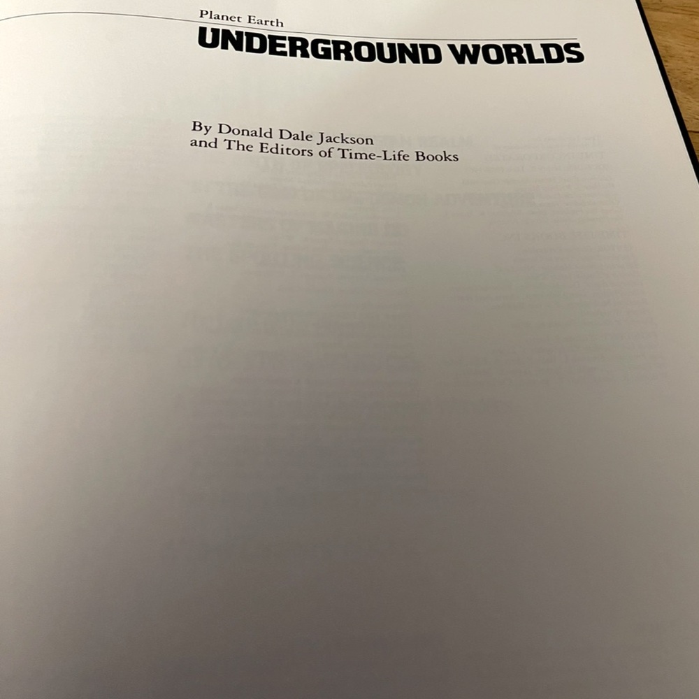 Time Life Book- Plant Earth Underground World  By Donald Dale Jackson